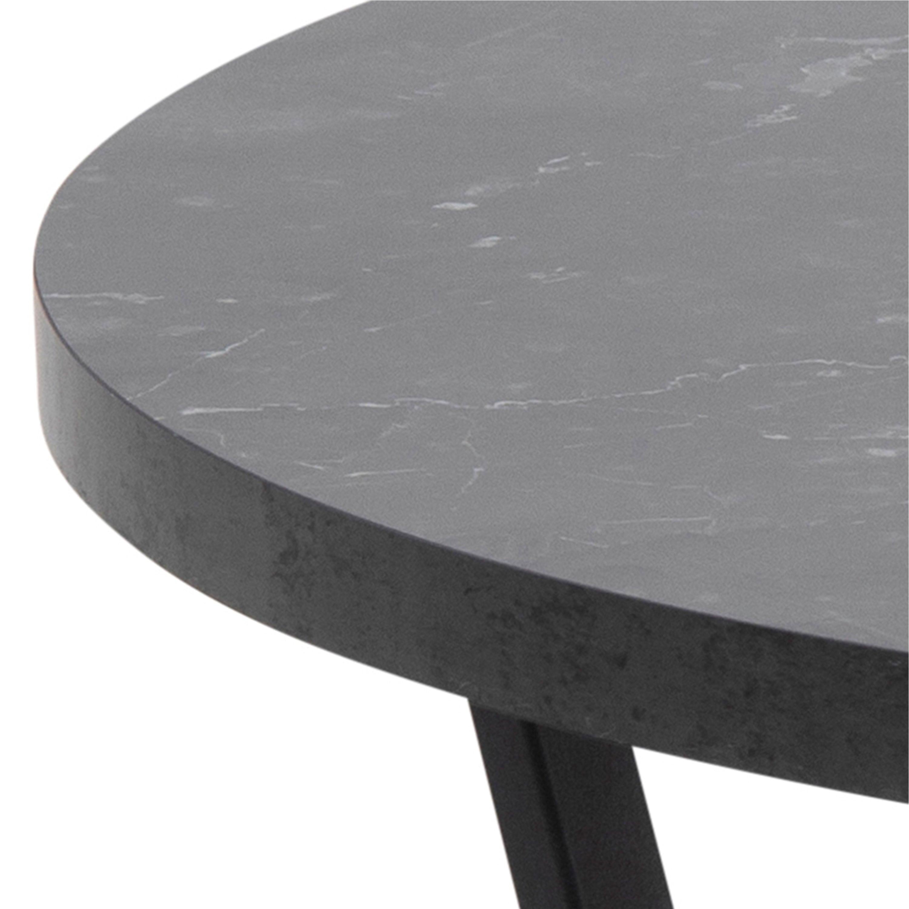 Amble Round Coffee Table with Black Marble Melamine Top & Black Legs - image 4