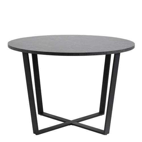 Amble Round Dining Table with Black Marble Melamine Top & Black Legs - image 2