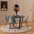 Amble Round Dining Table with Black Marble Melamine Top & Black Legs - image 4