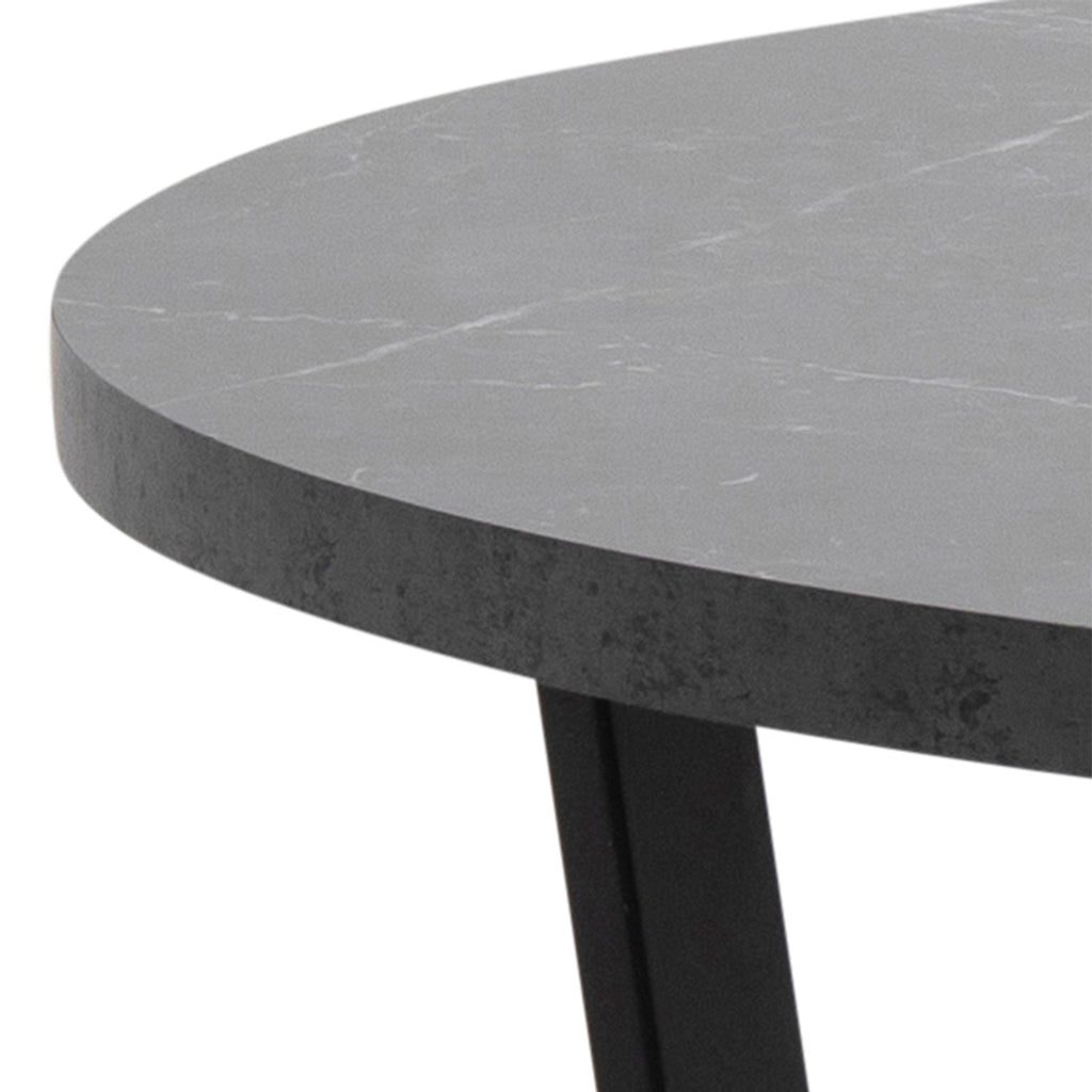 Amble Round Dining Table with Black Marble Melamine Top & Black Legs - image 8