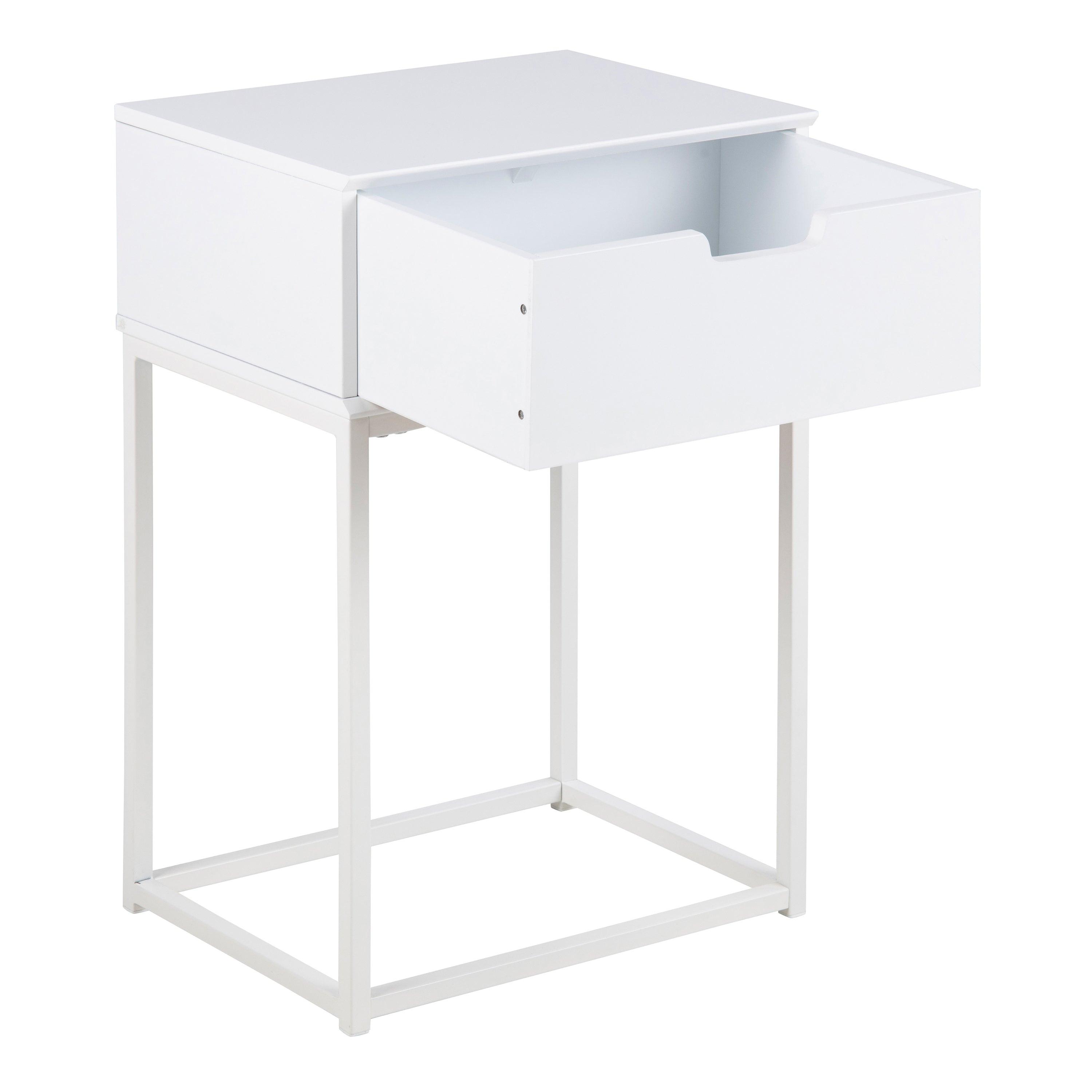 Mitra 1 Drawer Bedside Table in White - image 4