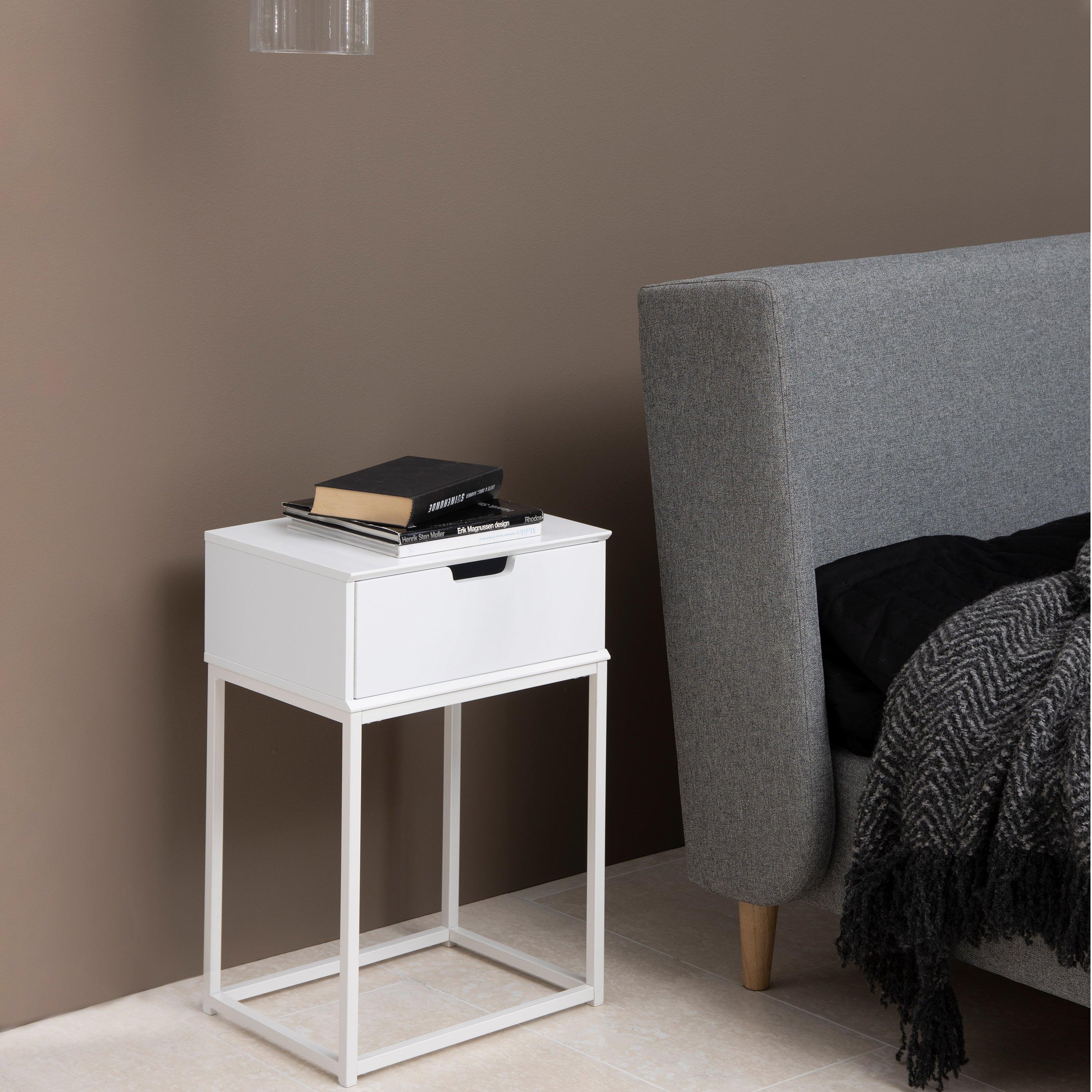 Mitra 1 Drawer Bedside Table in White - image 5