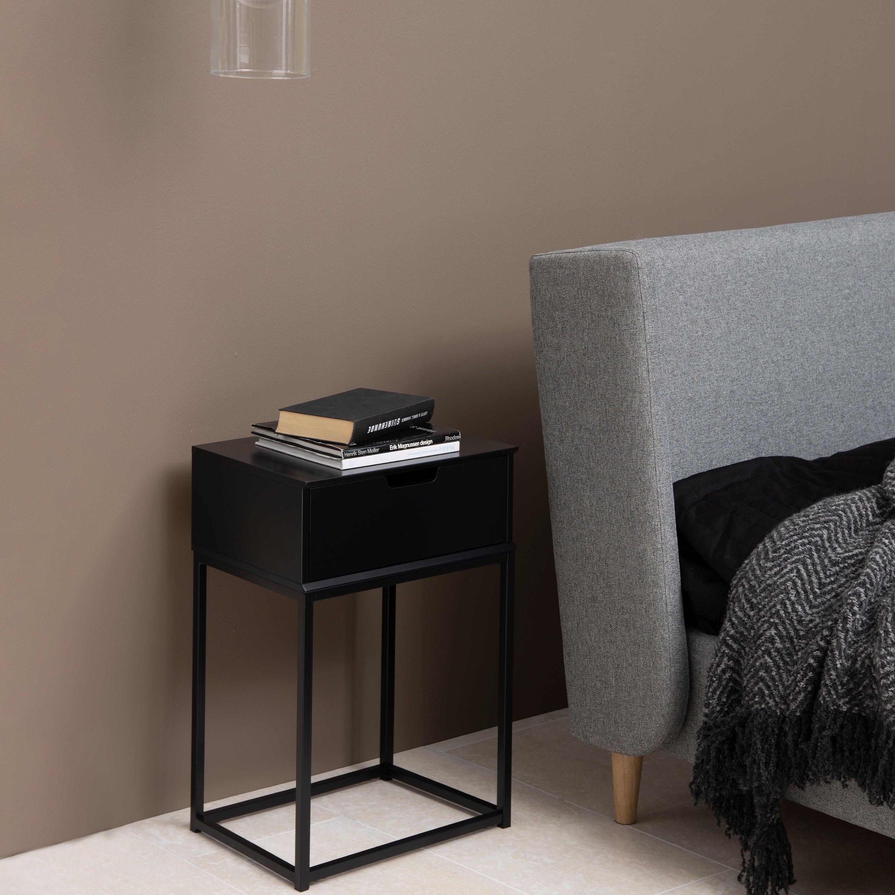 Mitra 1 Drawer Bedside Table in Black - image 5