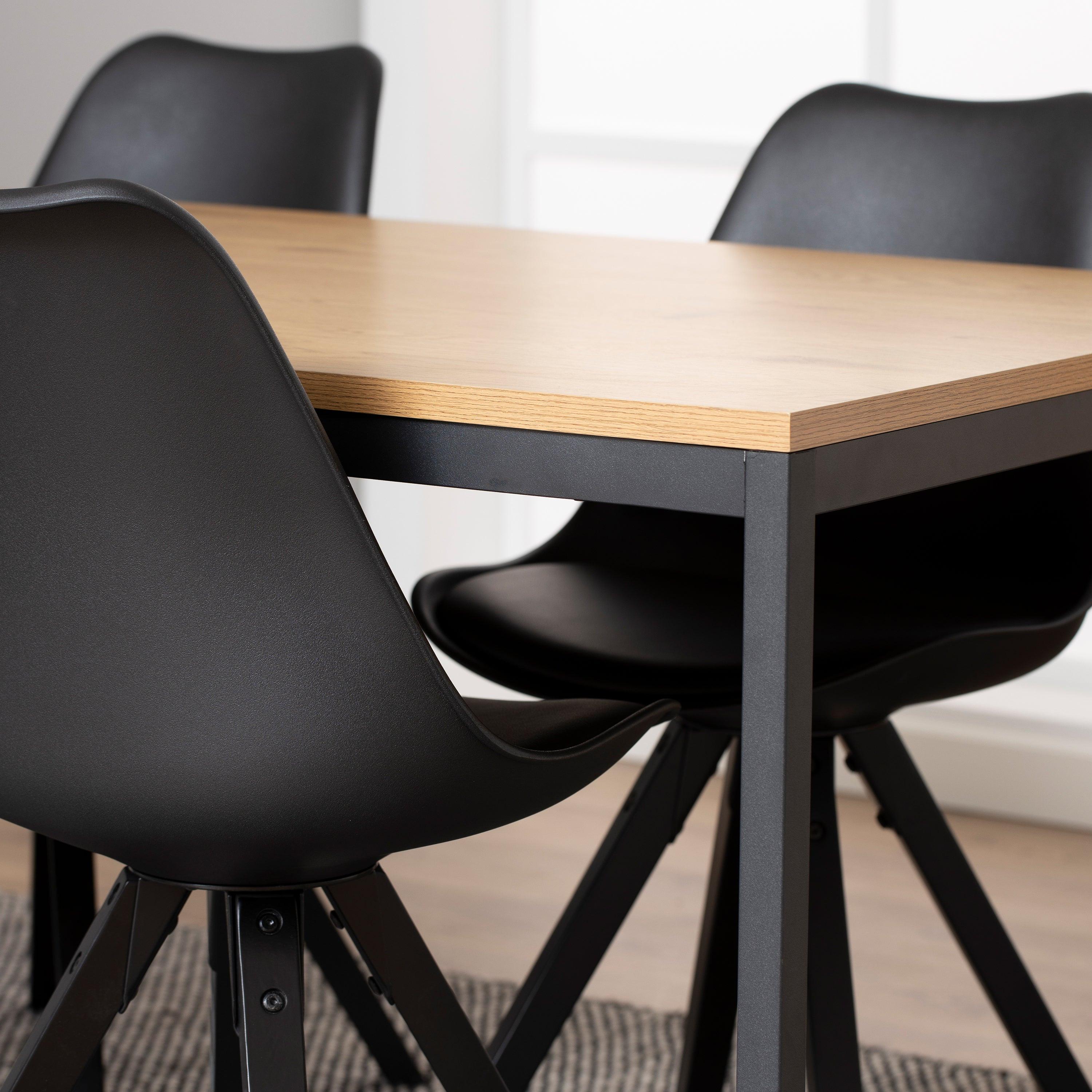 Seaford Dining Table in Black & Oak 160x80cm - image 6