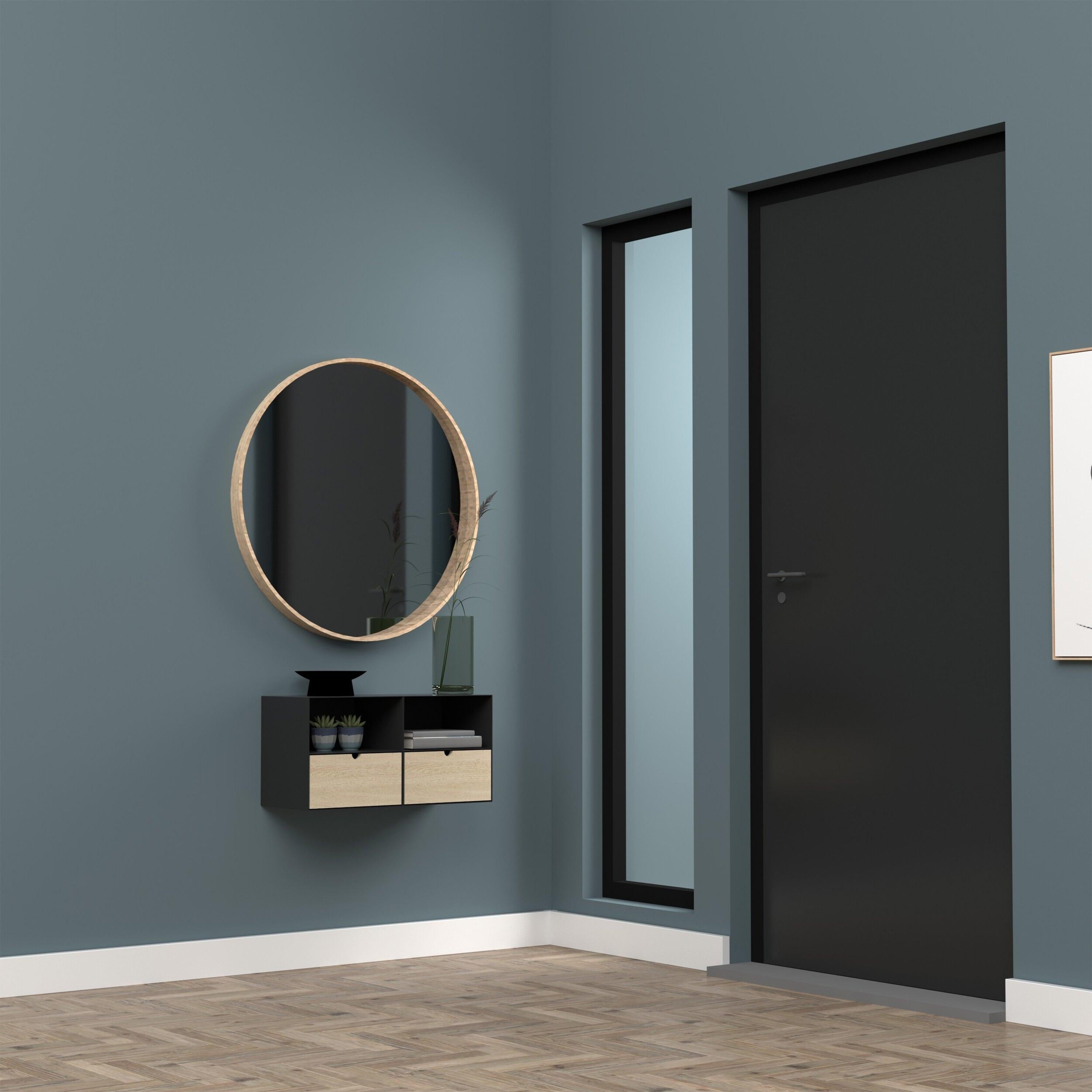 Joliet 1 Drawer Wallmounted Bedside Table in Black & Bamboo - image 11