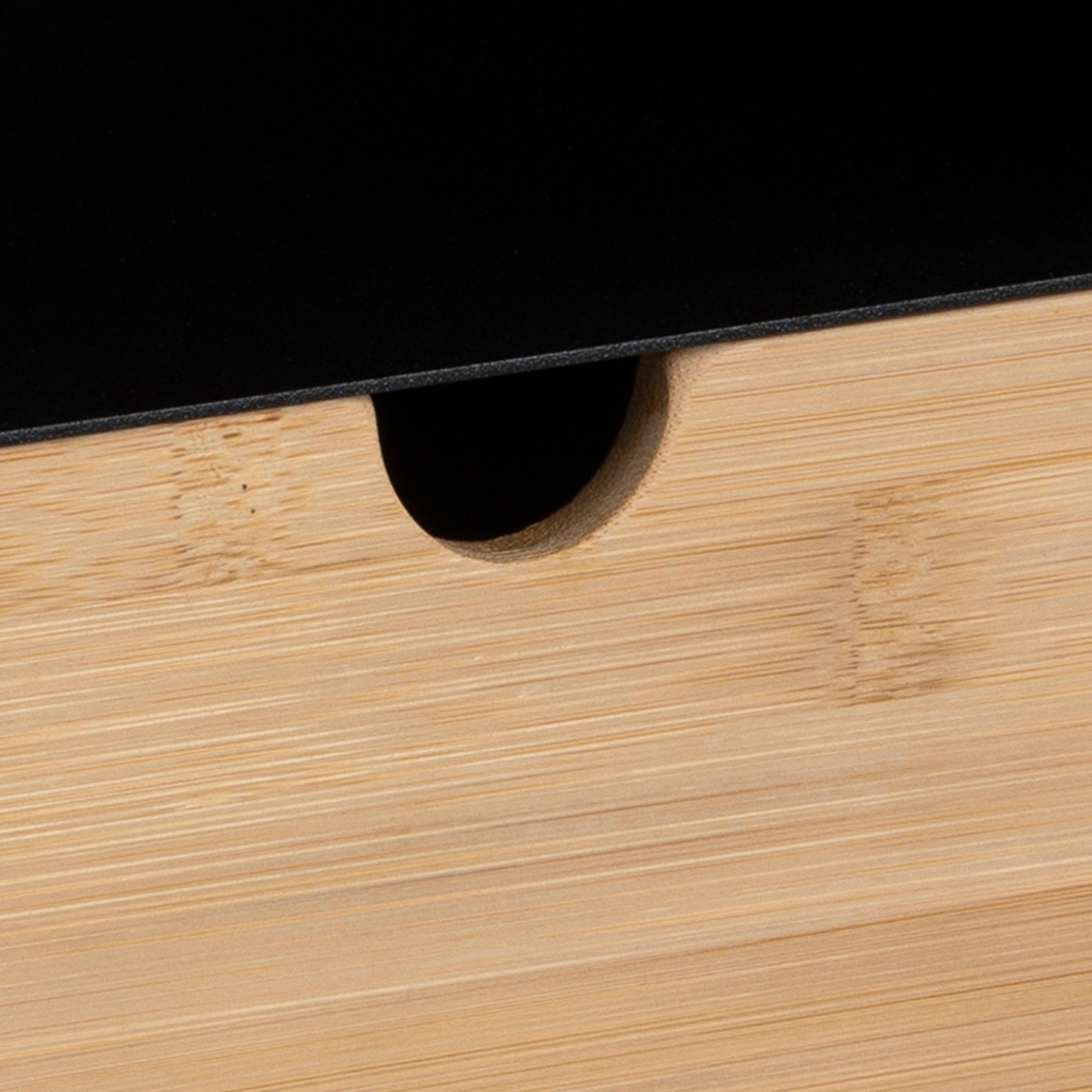 Joliet 1 Drawer Wallmounted Bedside Table in Black & Bamboo - image 12