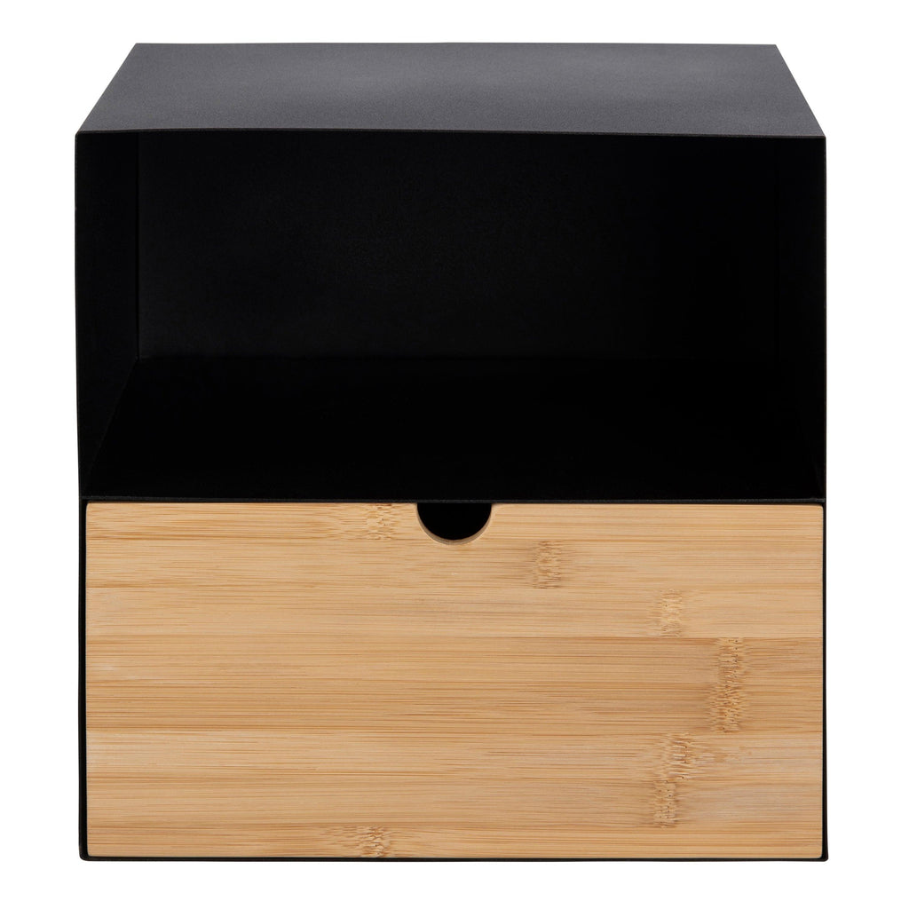 Joliet 1 Drawer Wallmounted Bedside Table in Black & Bamboo - image 2