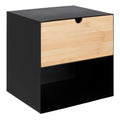 Joliet 1 Drawer Wallmounted Bedside Table in Black & Bamboo - image 4