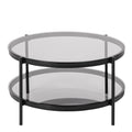 Bayonne Round Coffee Table in Black with Smoked Glass Top - image 2