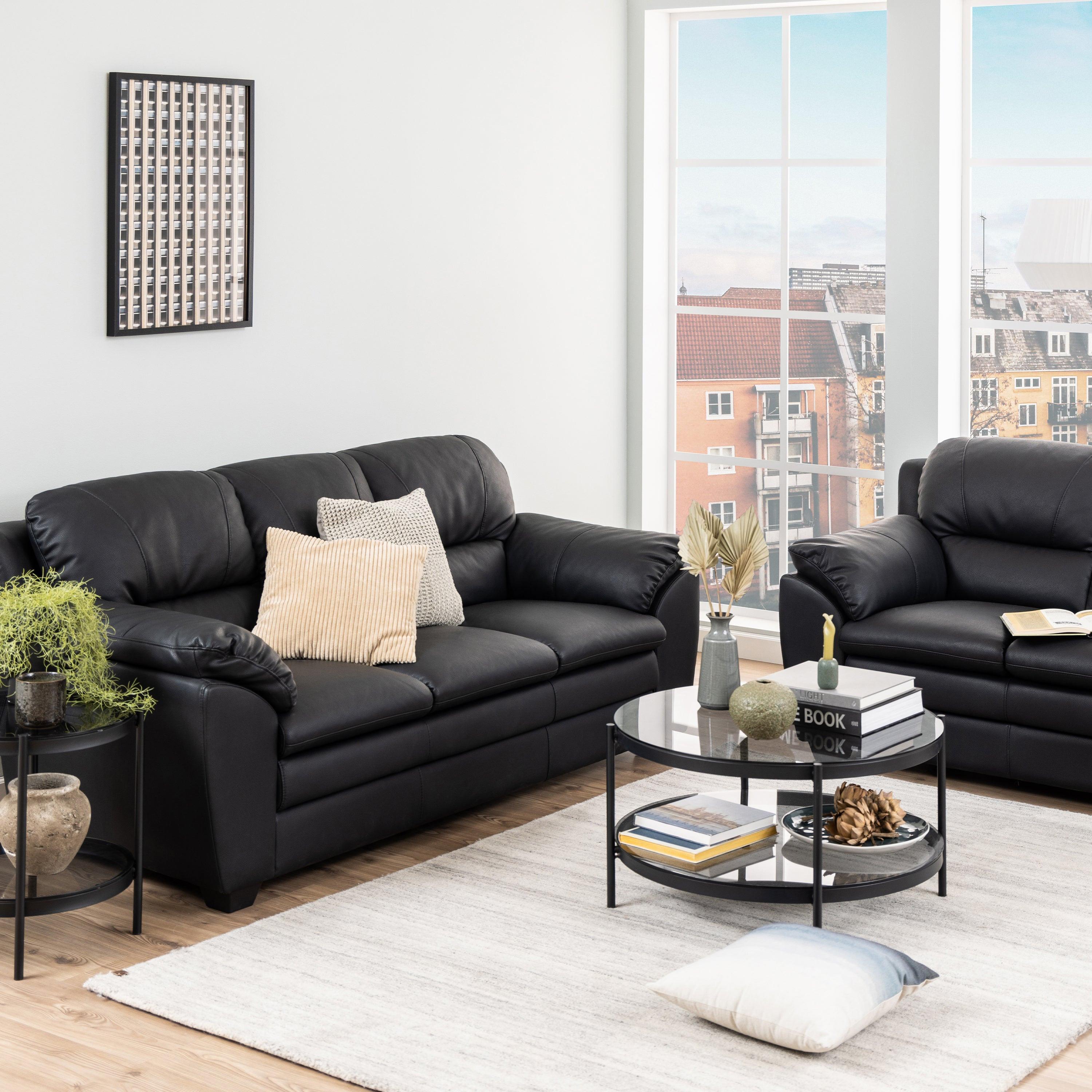 Bayonne Round Coffee Table in Black with Smoked Glass Top - image 3