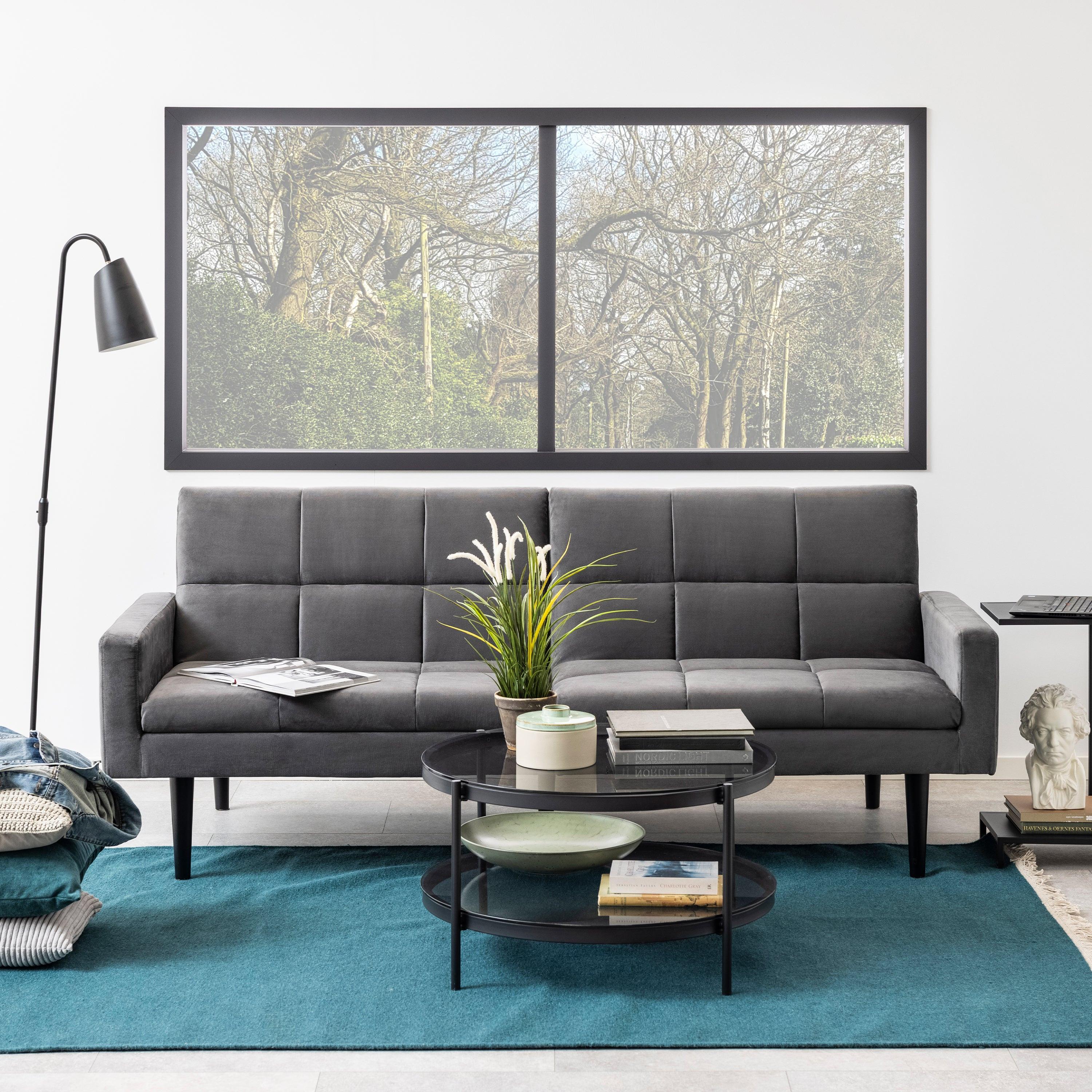 Bayonne Round Coffee Table in Black with Smoked Glass Top - image 5