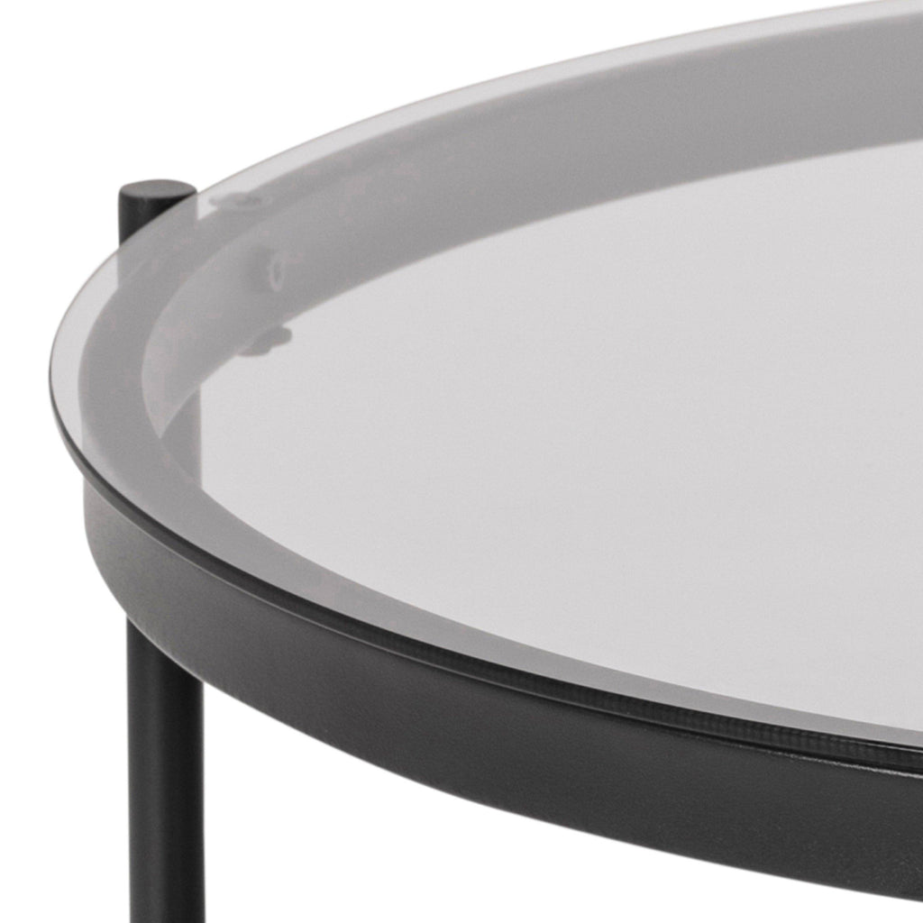 Bayonne Round Coffee Table in Black with Smoked Glass Top - image 6