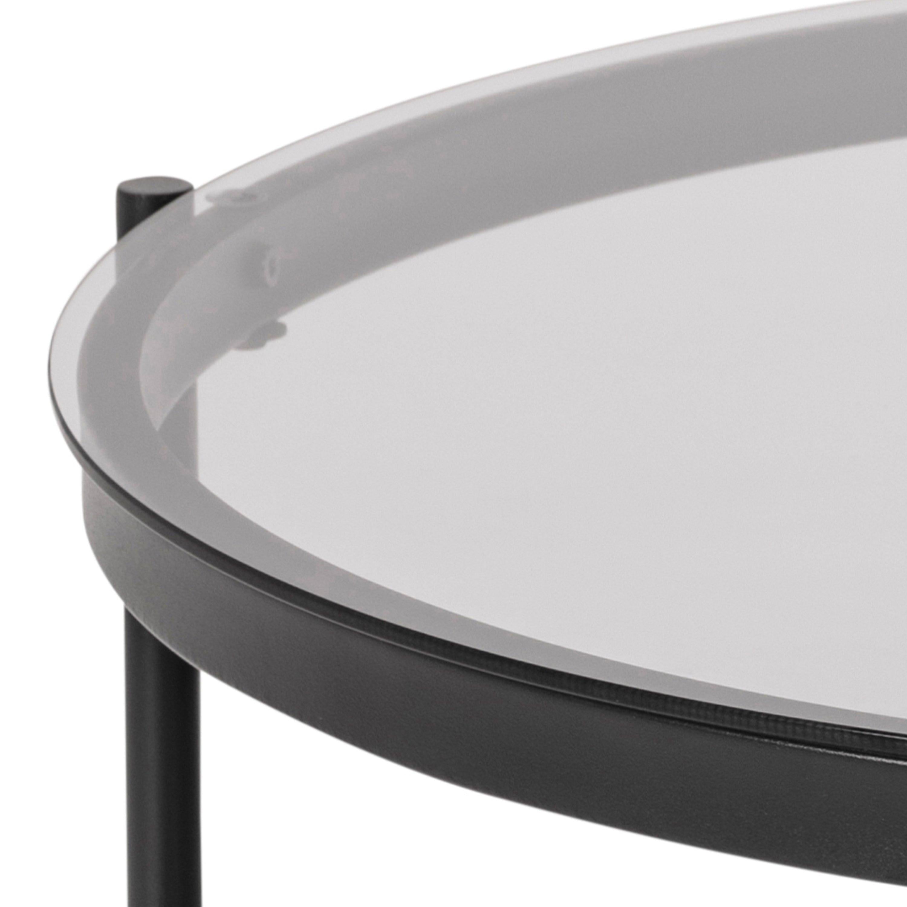Bayonne Round Coffee Table in Black with Smoked Glass Top - image 6