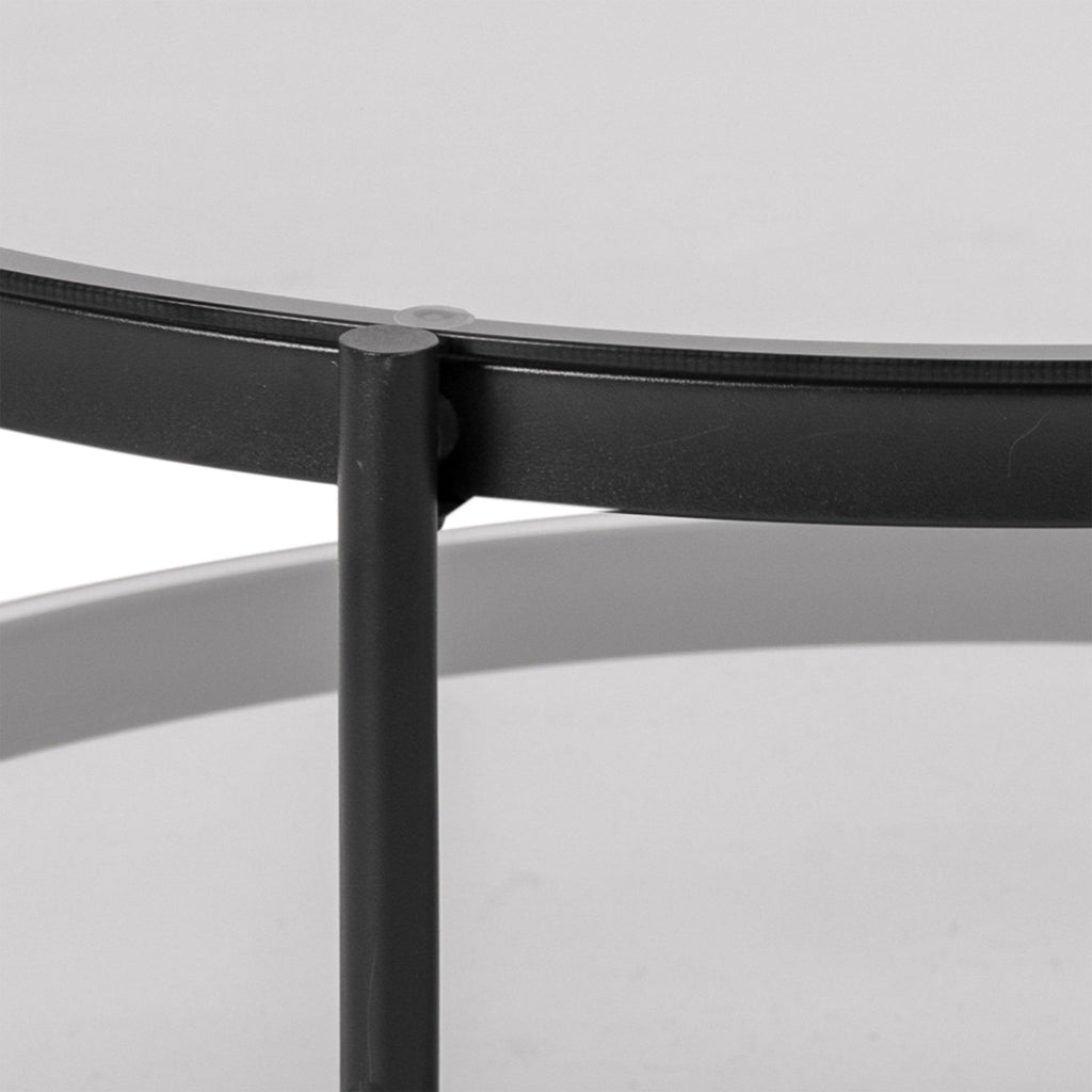 Bayonne Round Coffee Table in Black with Smoked Glass Top - image 7