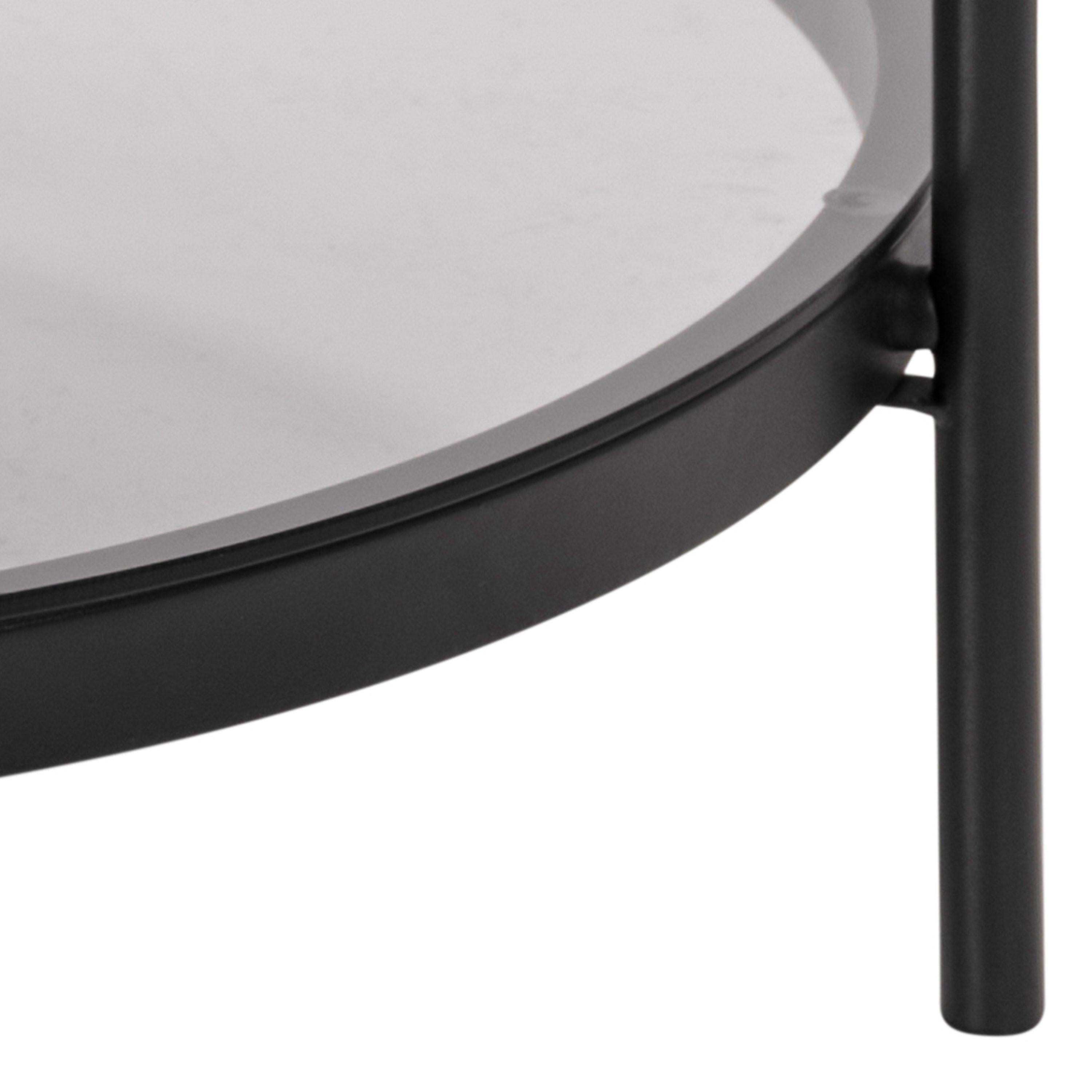 Bayonne Round Coffee Table in Black with Smoked Glass Top - image 8