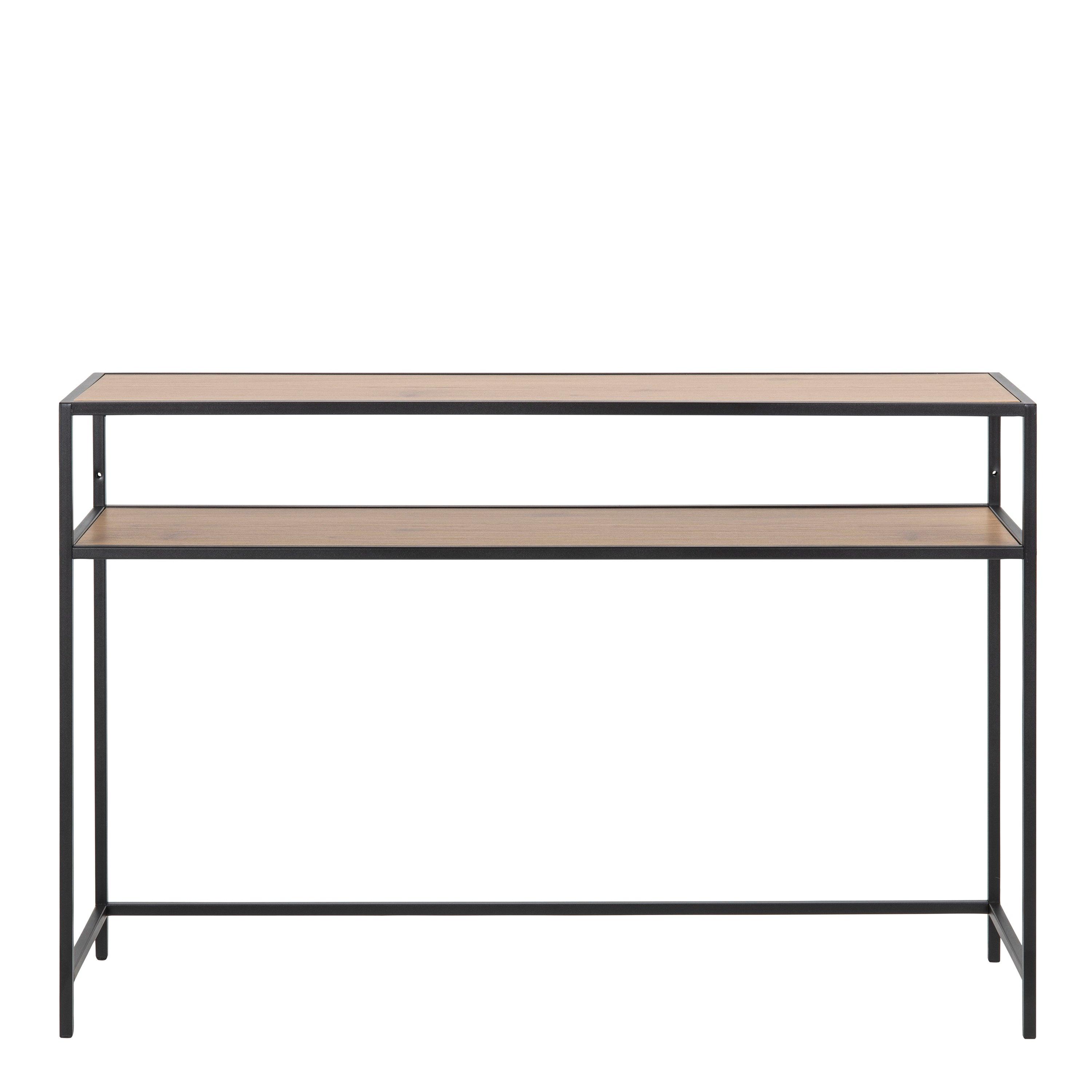 Seaford Black Metal Console Table with Oak Top - image 2