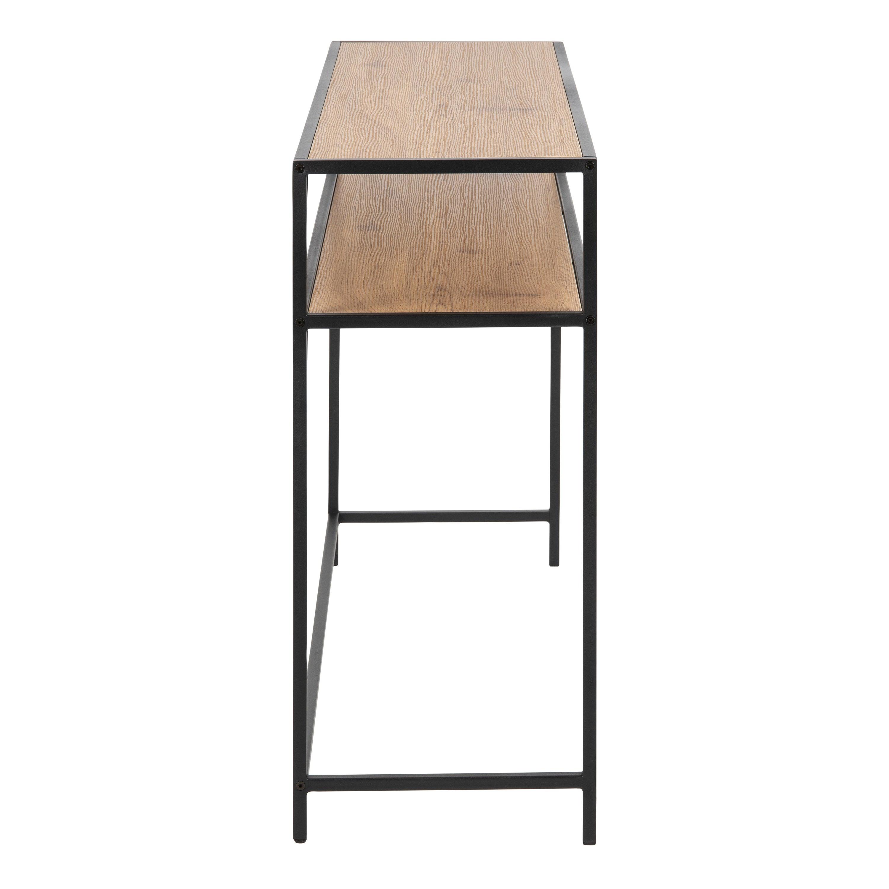 Seaford Black Metal Console Table with Oak Top - image 3