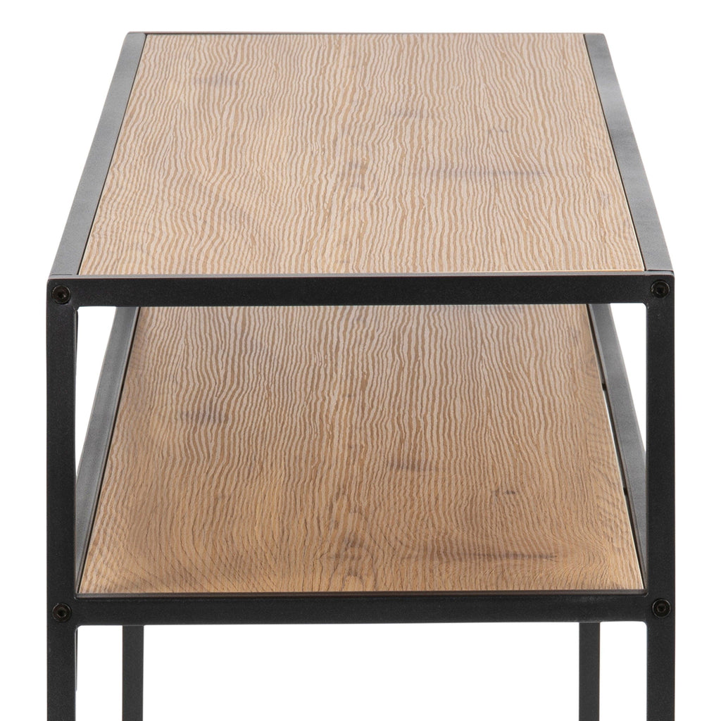 Seaford Black Metal Console Table with Oak Top - image 8