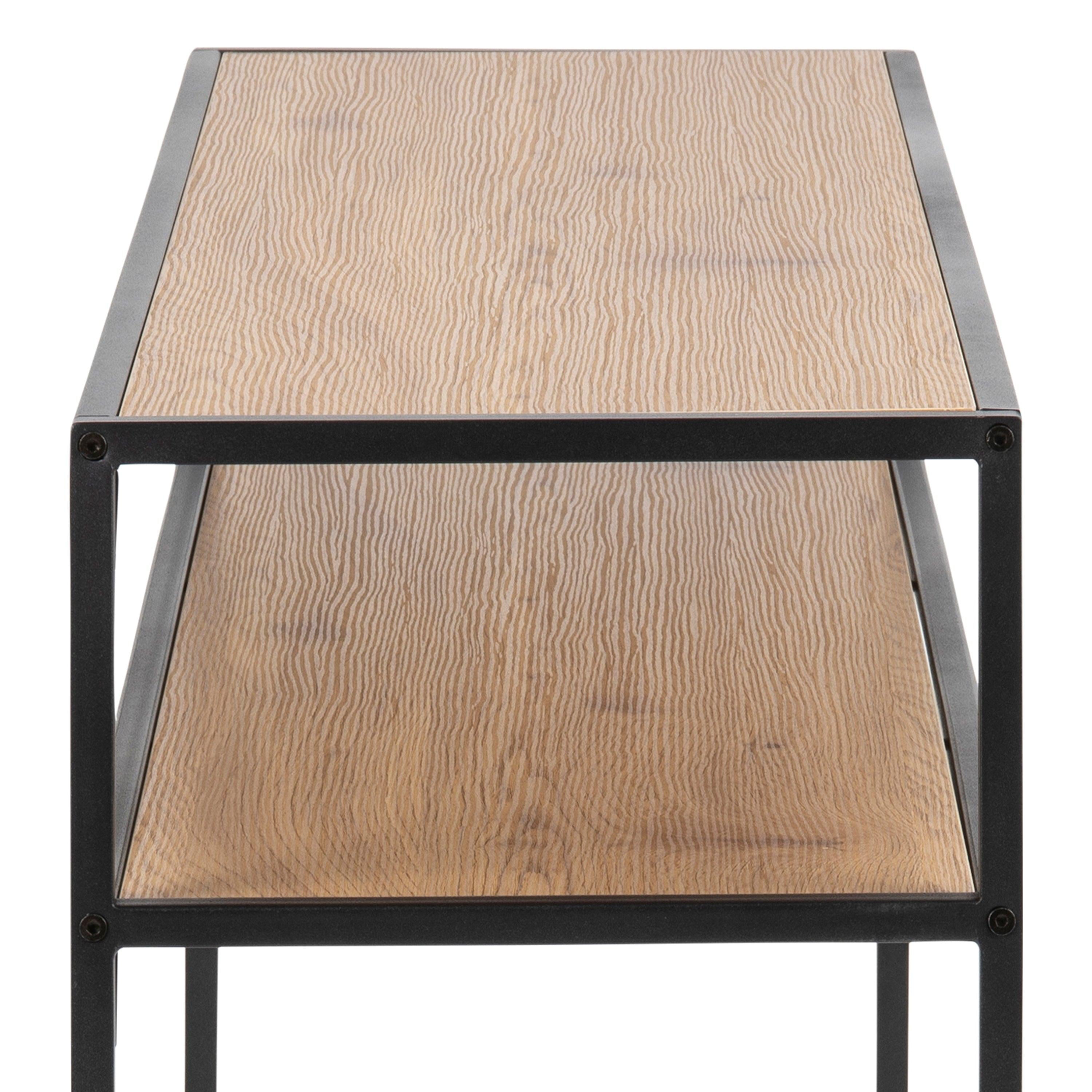 Seaford Black Metal Console Table with Oak Top - image 8