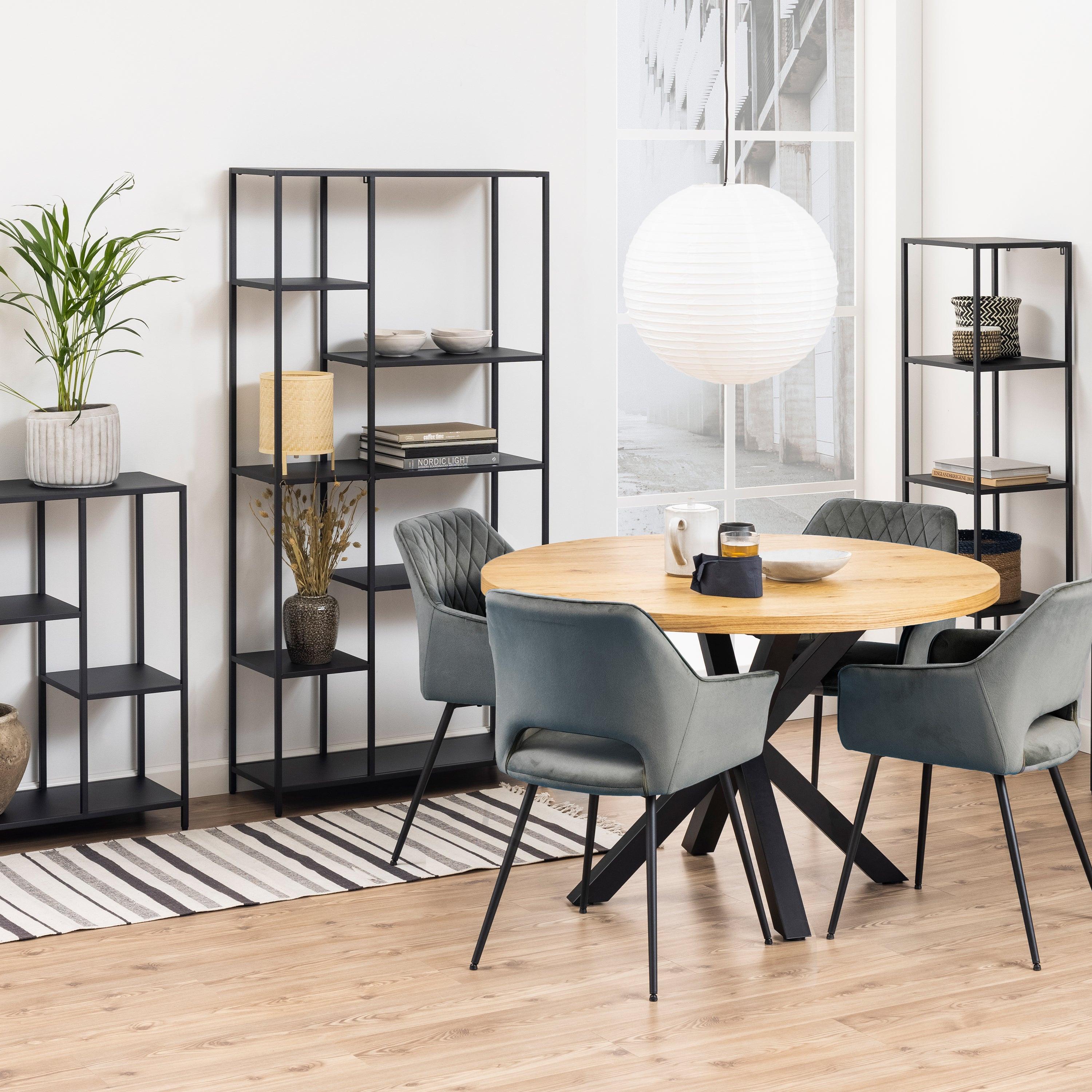 Newcastle Asymmetrical Bookcase with 6 Shelves in Matt Black - image 5