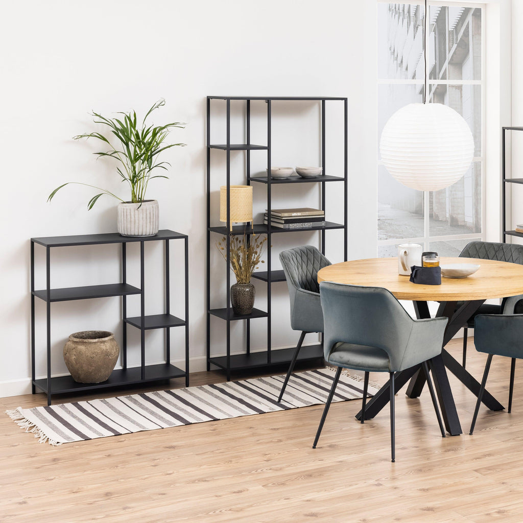 Newcastle Asymmetrical Bookcase with 3 Shelves in Matt Black - image 4