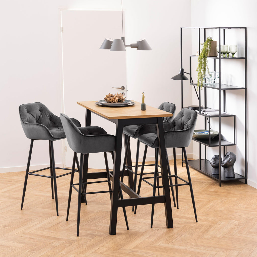 Seaford Black Metal Large Asymmetrical Bookcase with 5 Black Shelves - image 4