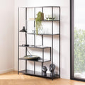 Seaford Black Metal Large Asymmetrical Bookcase with 5 Black Shelves - image 5
