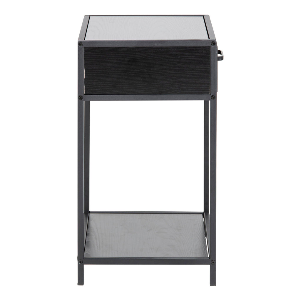 Seaford Bedside Table with 1 Drawer in Black - image 3