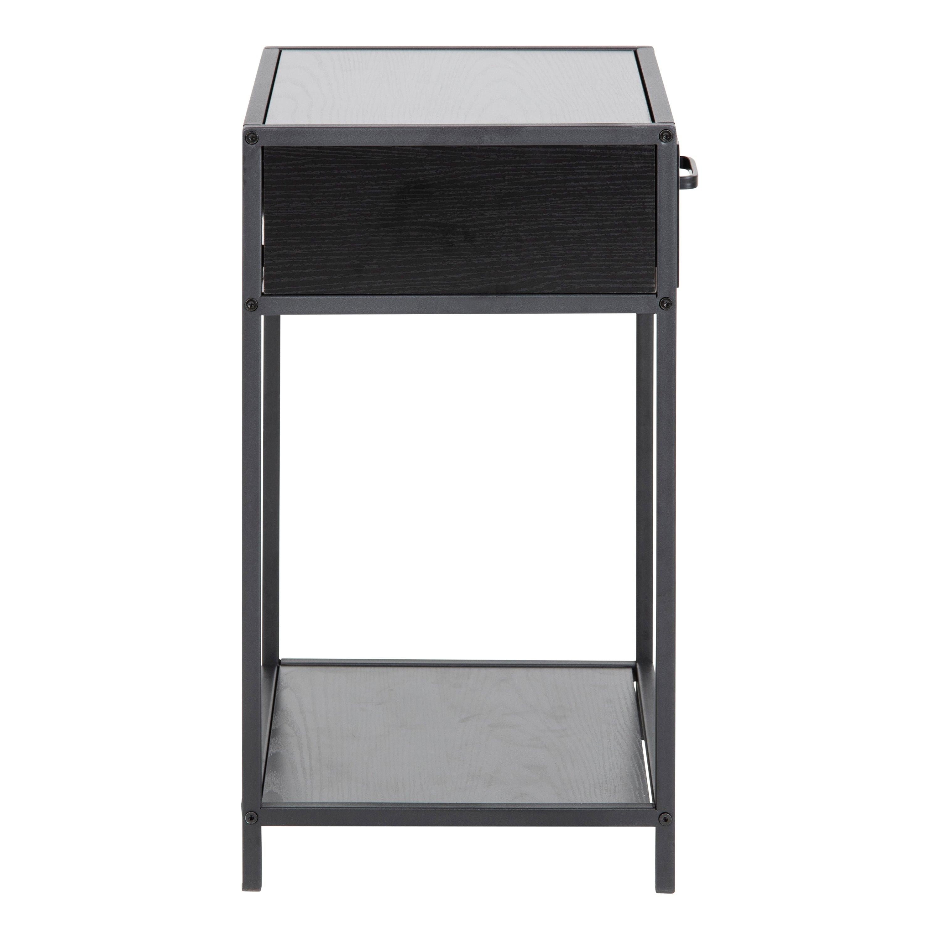 Seaford Bedside Table with 1 Drawer in Black - image 3