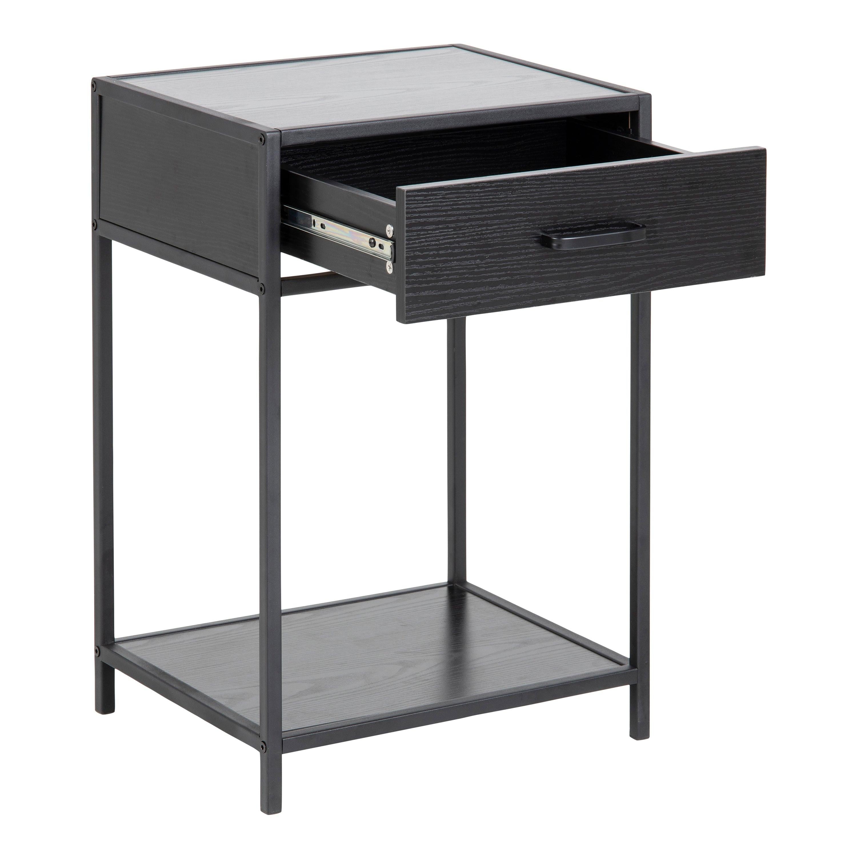 Seaford Bedside Table with 1 Drawer in Black - image 4