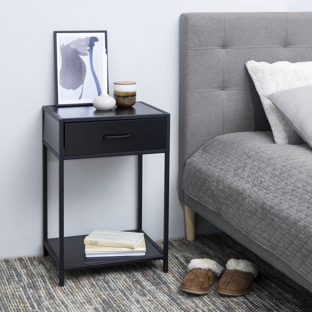 Seaford Bedside Table with 1 Drawer in Black - image 6