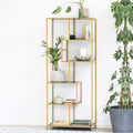 Seaford Tall Gold Metal Bookcase with 5 Black Shelves - image 4