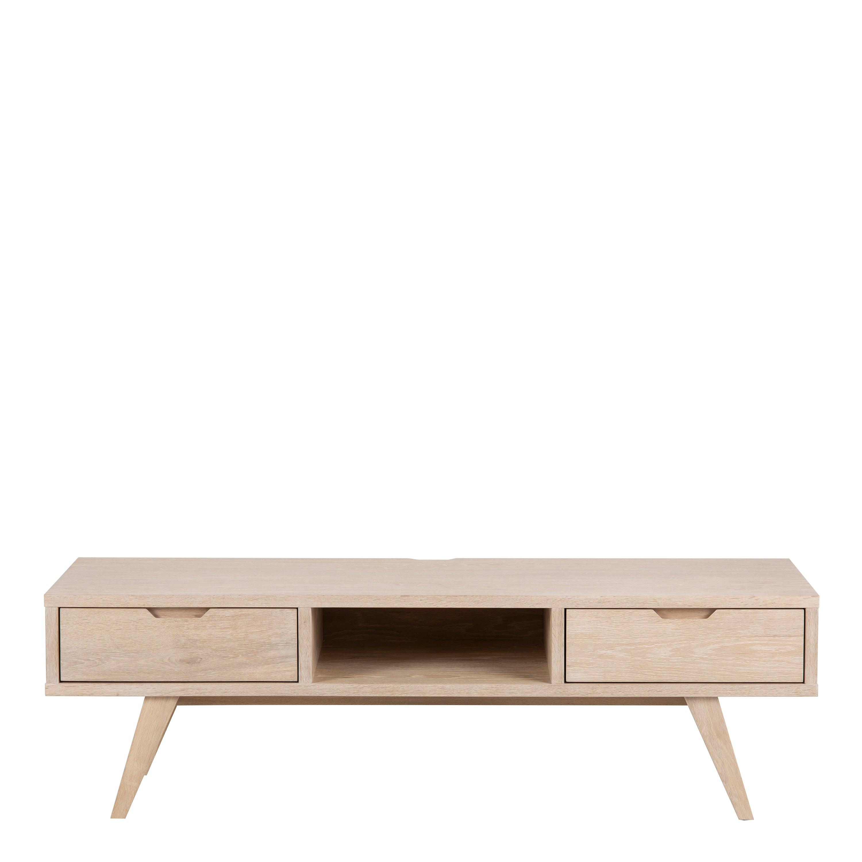 A-Line TV Unit with 2 Drawers in White Oak - image 2