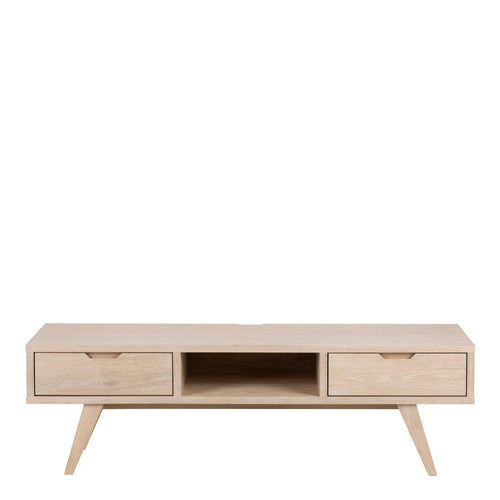 A-Line TV Unit with 2 Drawers in White Oak - image 2