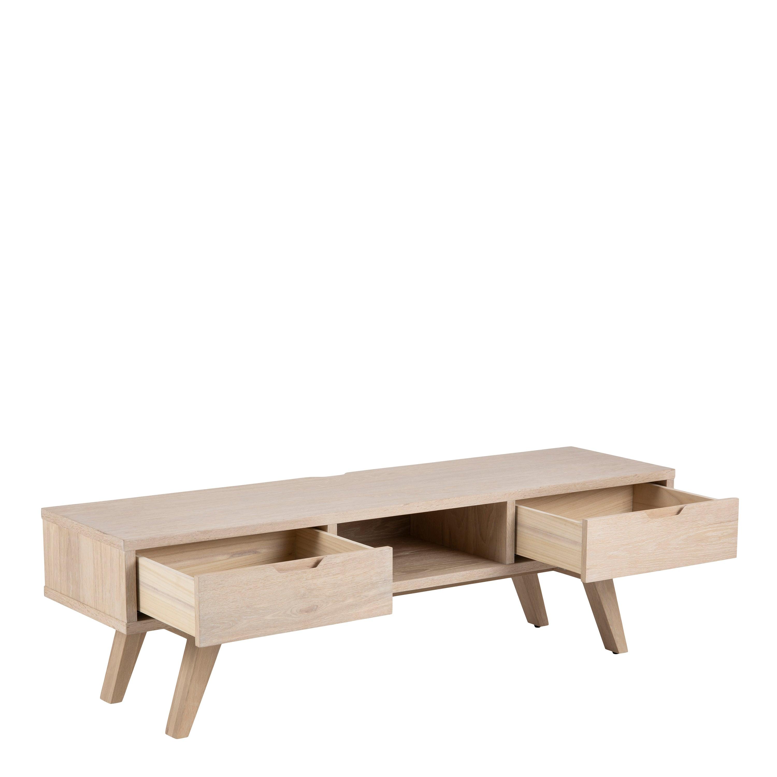 A-Line TV Unit with 2 Drawers in White Oak - image 4