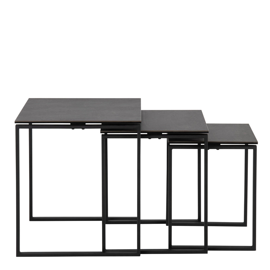 Katrine Ceramic Nest of Tables in Black Set of 3 - image 2