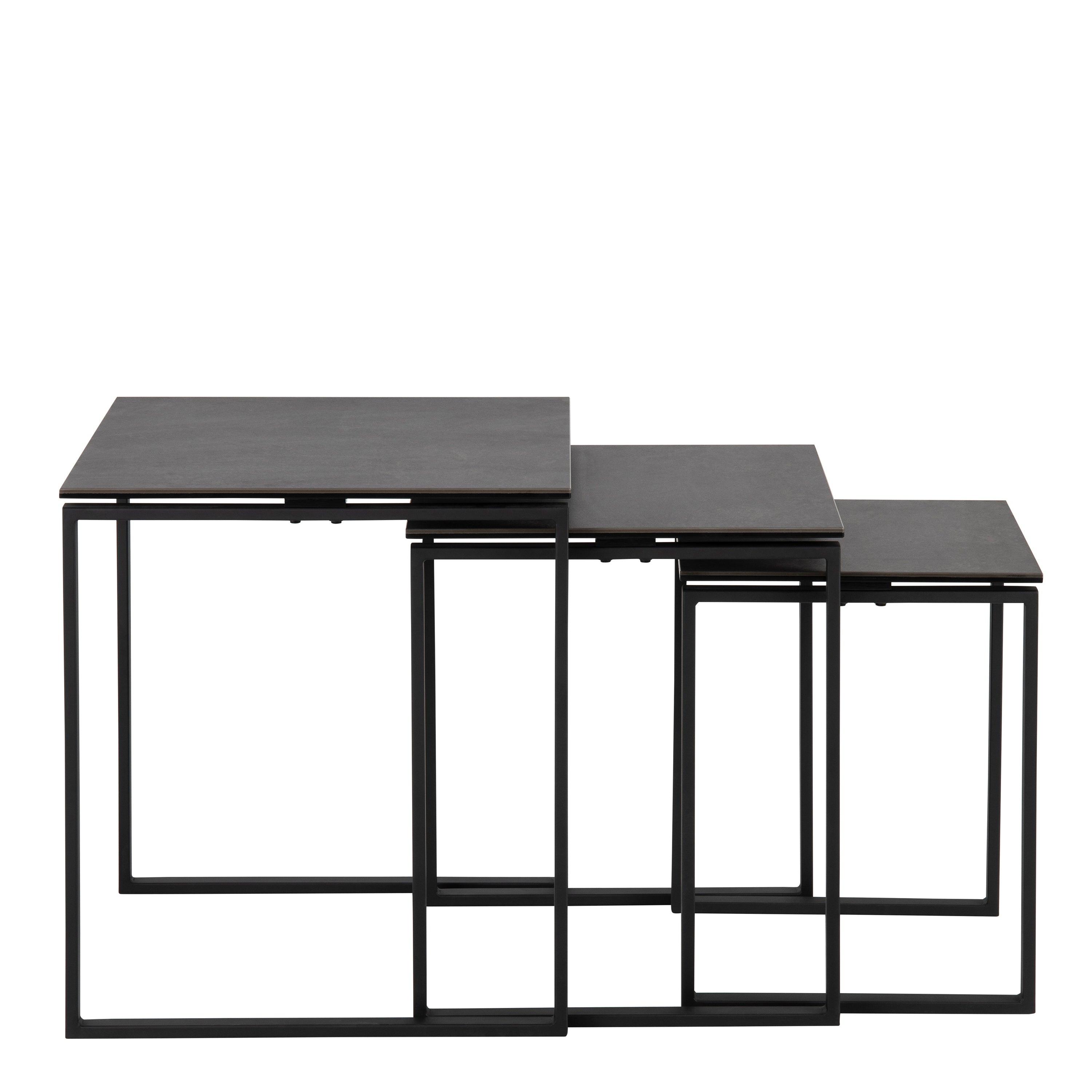Katrine Ceramic Nest of Tables in Black Set of 3 - image 2