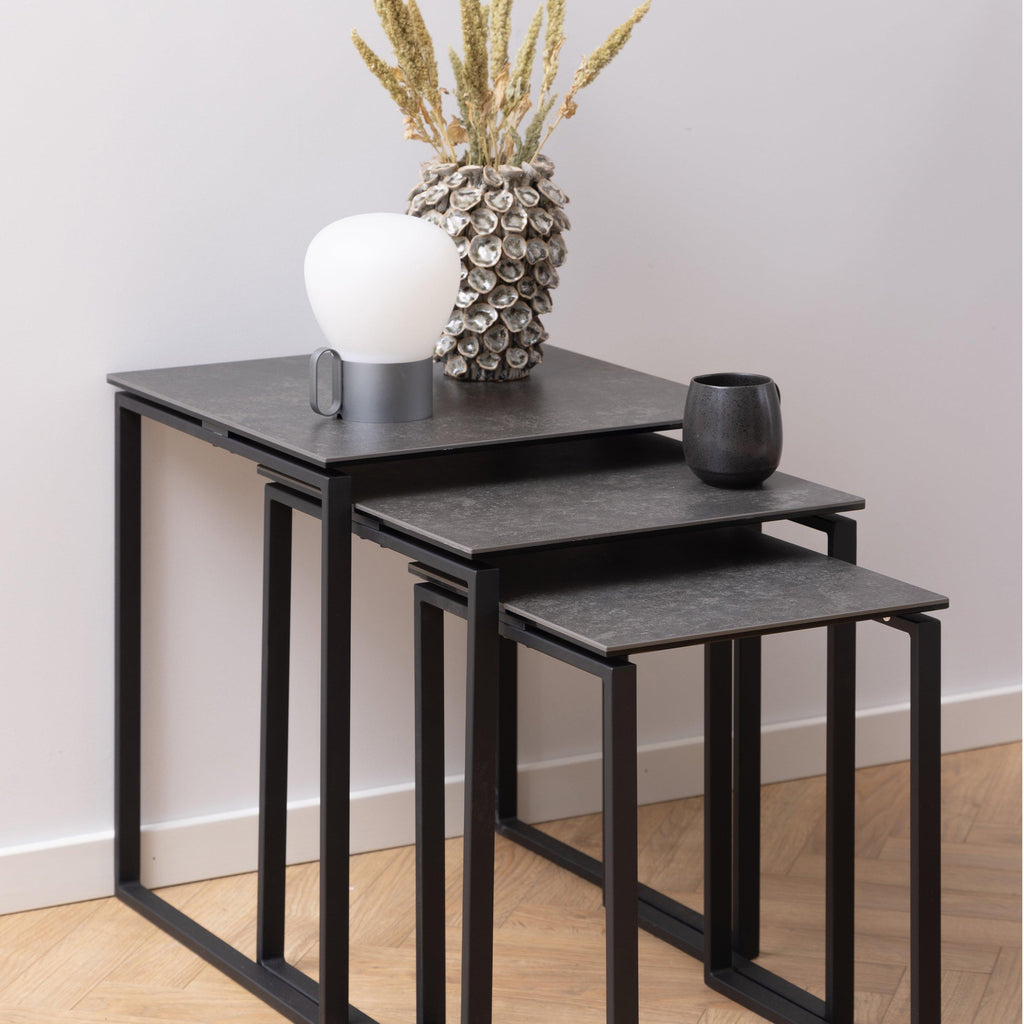 Katrine Ceramic Nest of Tables in Black Set of 3 - image 3