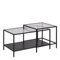 Seaford Black Metal Coffee Table Set with Glass Top