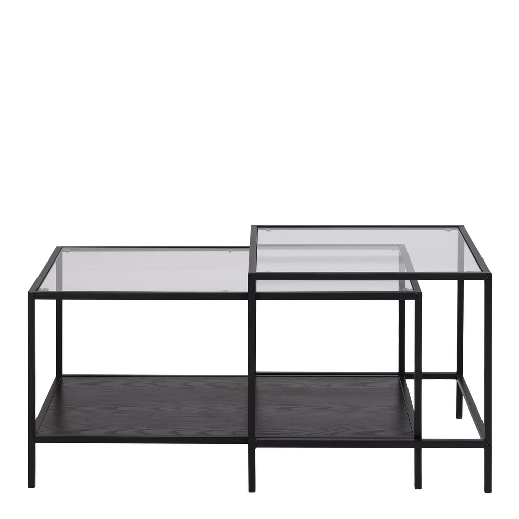 Seaford Black Metal Coffee Table Set with Glass Top - image 2