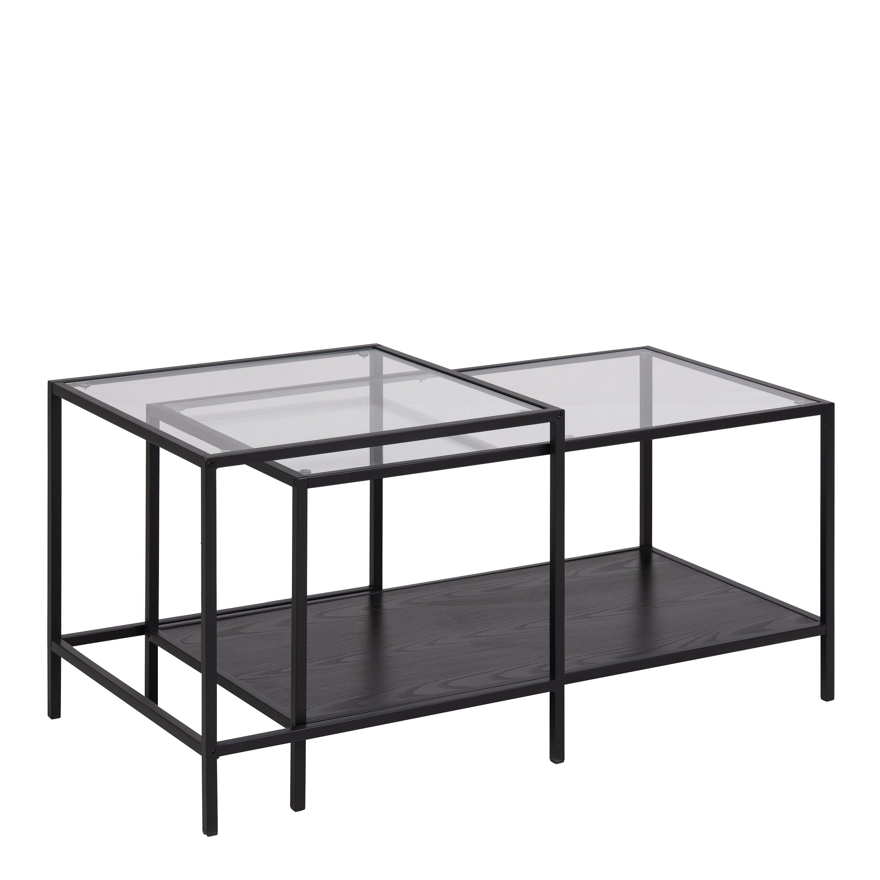 Seaford Black Metal Coffee Table Set with Glass Top - image 3