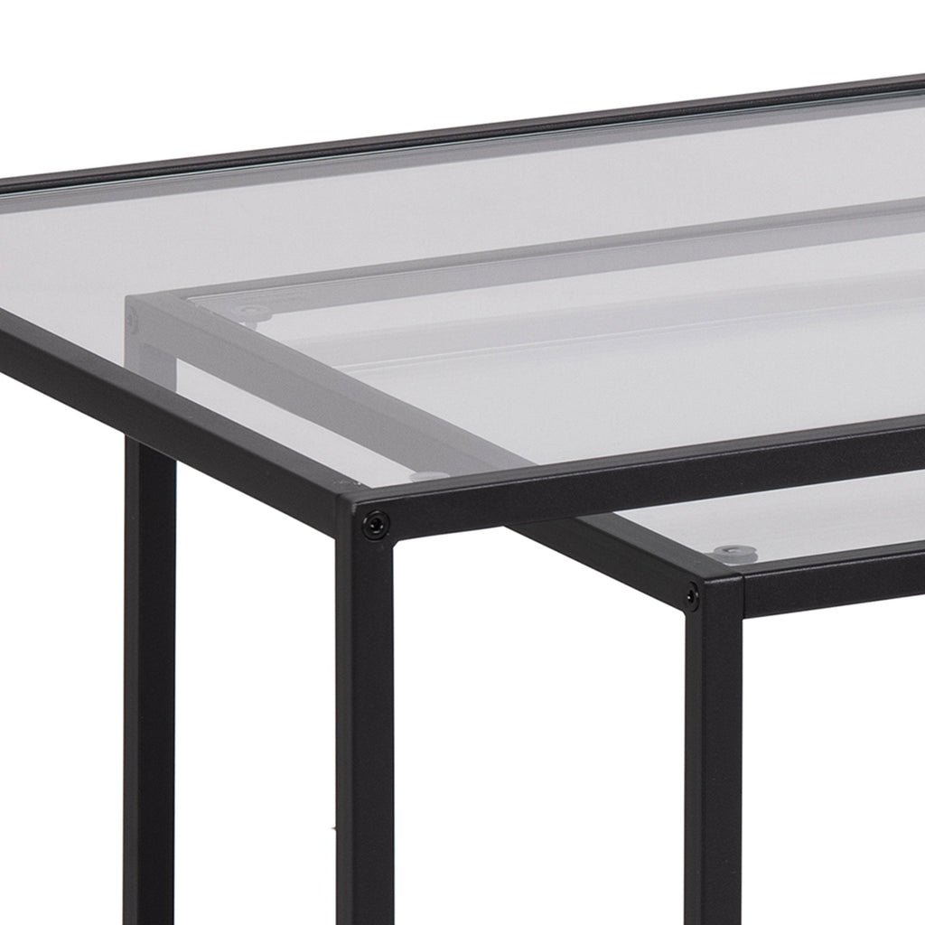 Seaford Black Metal Coffee Table Set with Glass Top - image 6