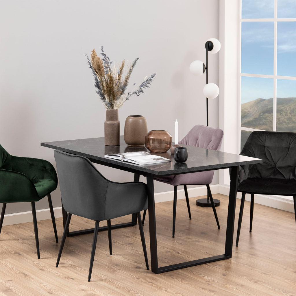 Amble Dining Table with Black Marble Melamine Top & Black Legs - image 3
