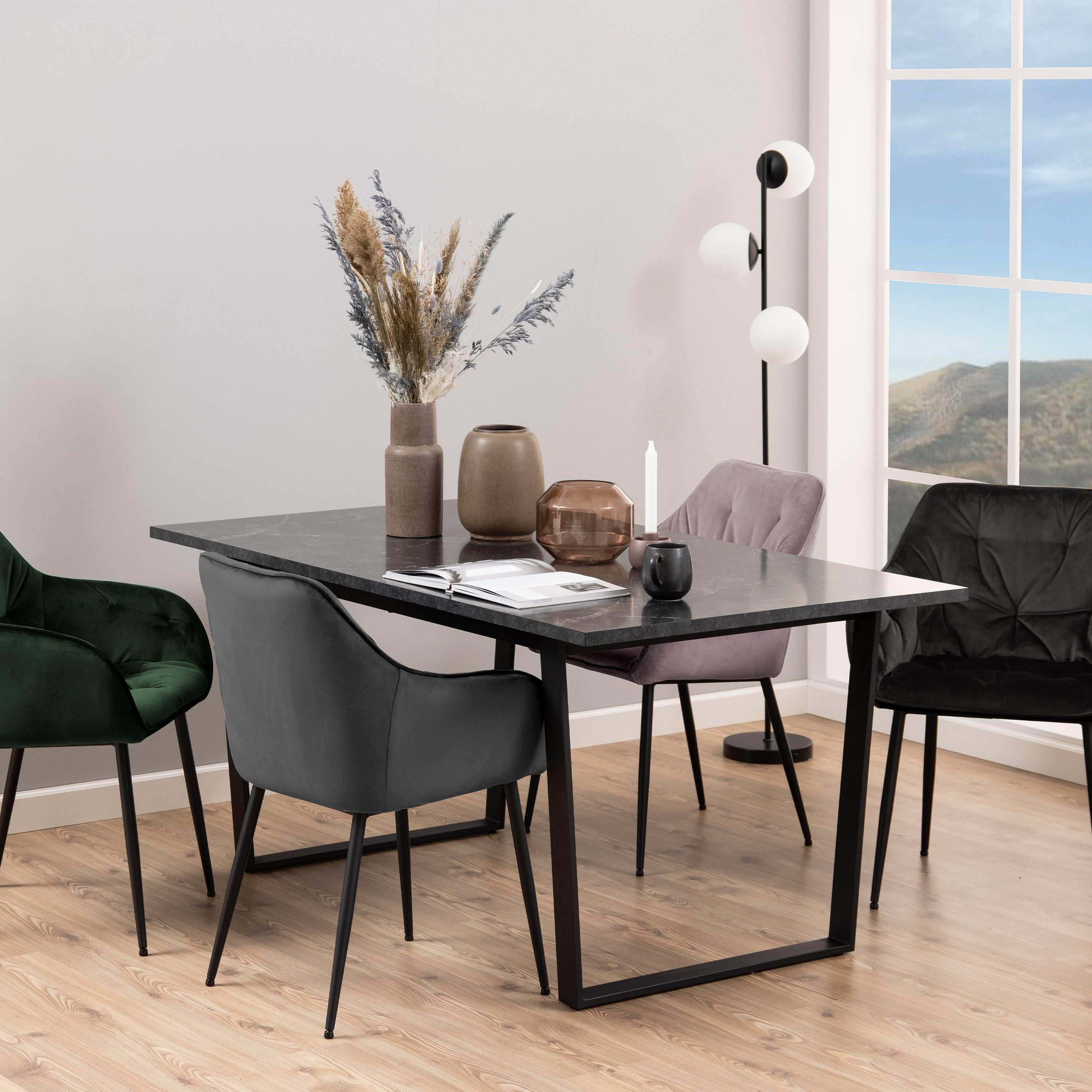 Amble Dining Table with Black Marble Melamine Top & Black Legs - image 3