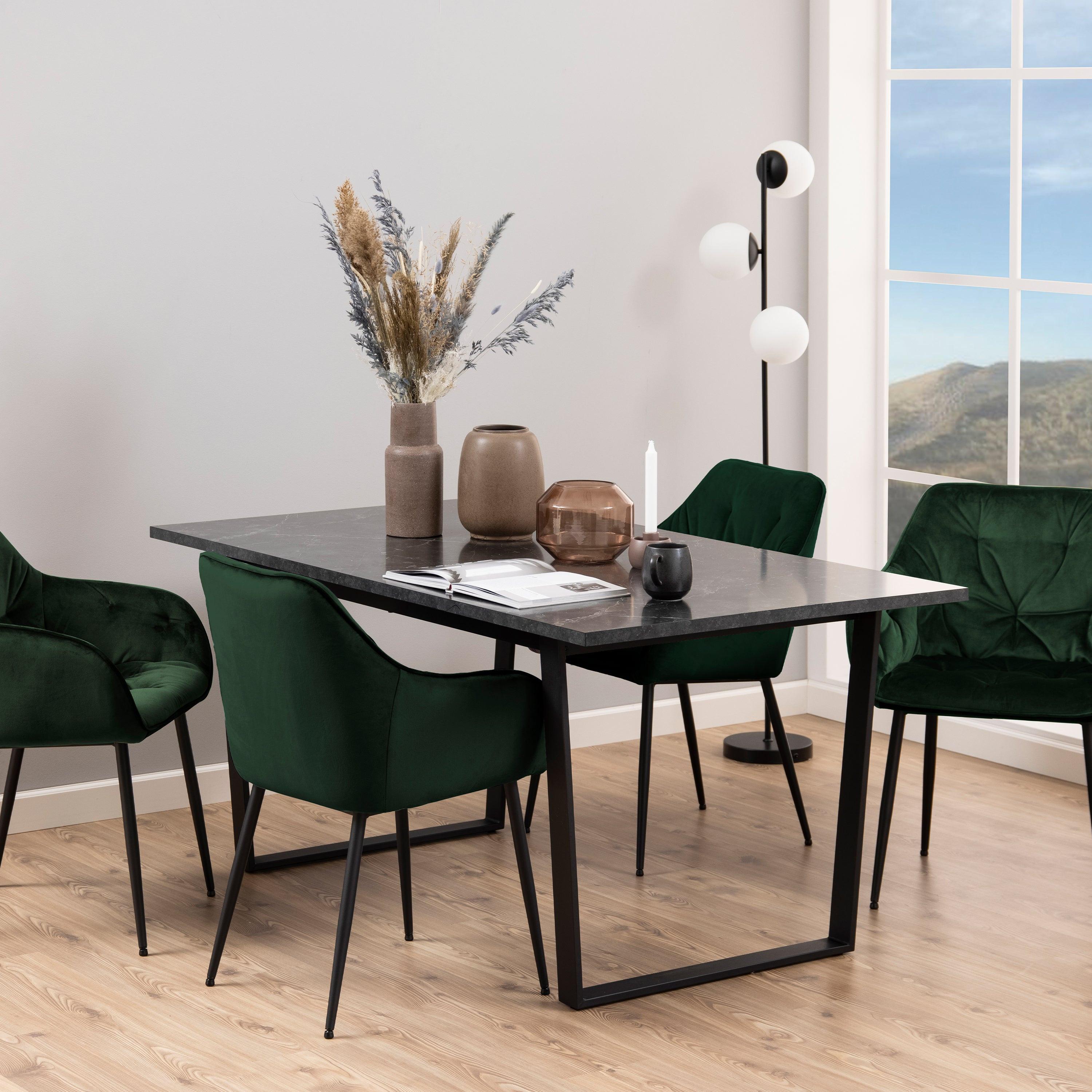 Amble Dining Table with Black Marble Melamine Top & Black Legs - image 4