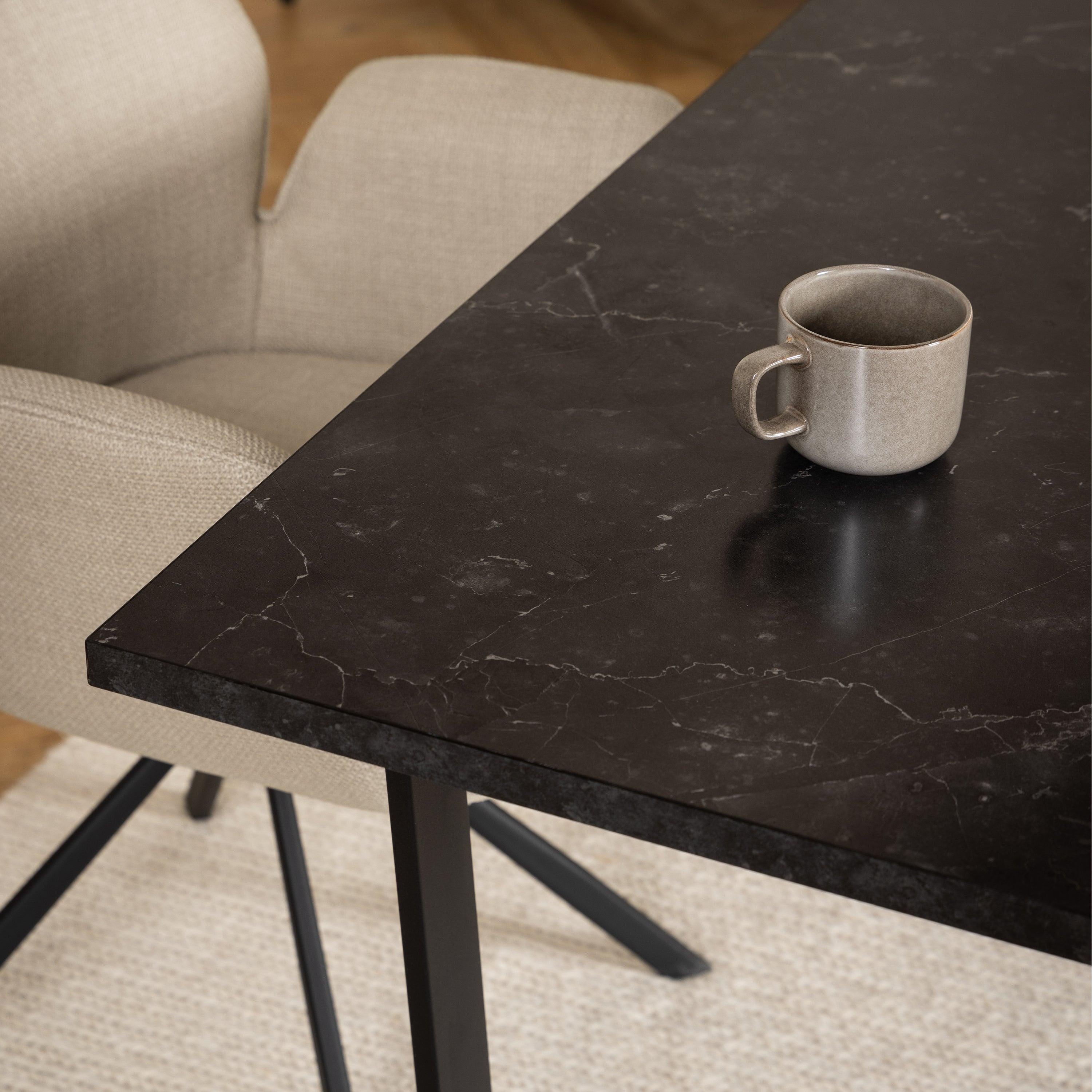 Amble Dining Table with Black Marble Melamine Top & Black Legs - image 6