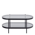 Bayonne Oval Coffee Table with Smoked Glass Top - image 2