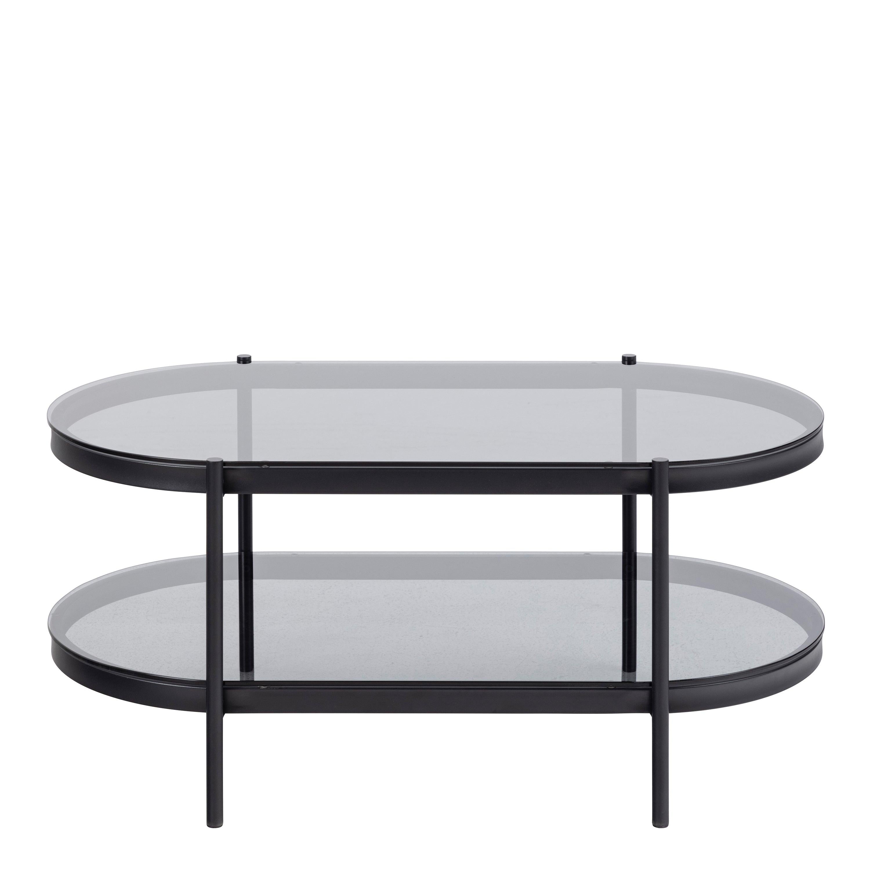 Bayonne Oval Coffee Table with Smoked Glass Top - image 2