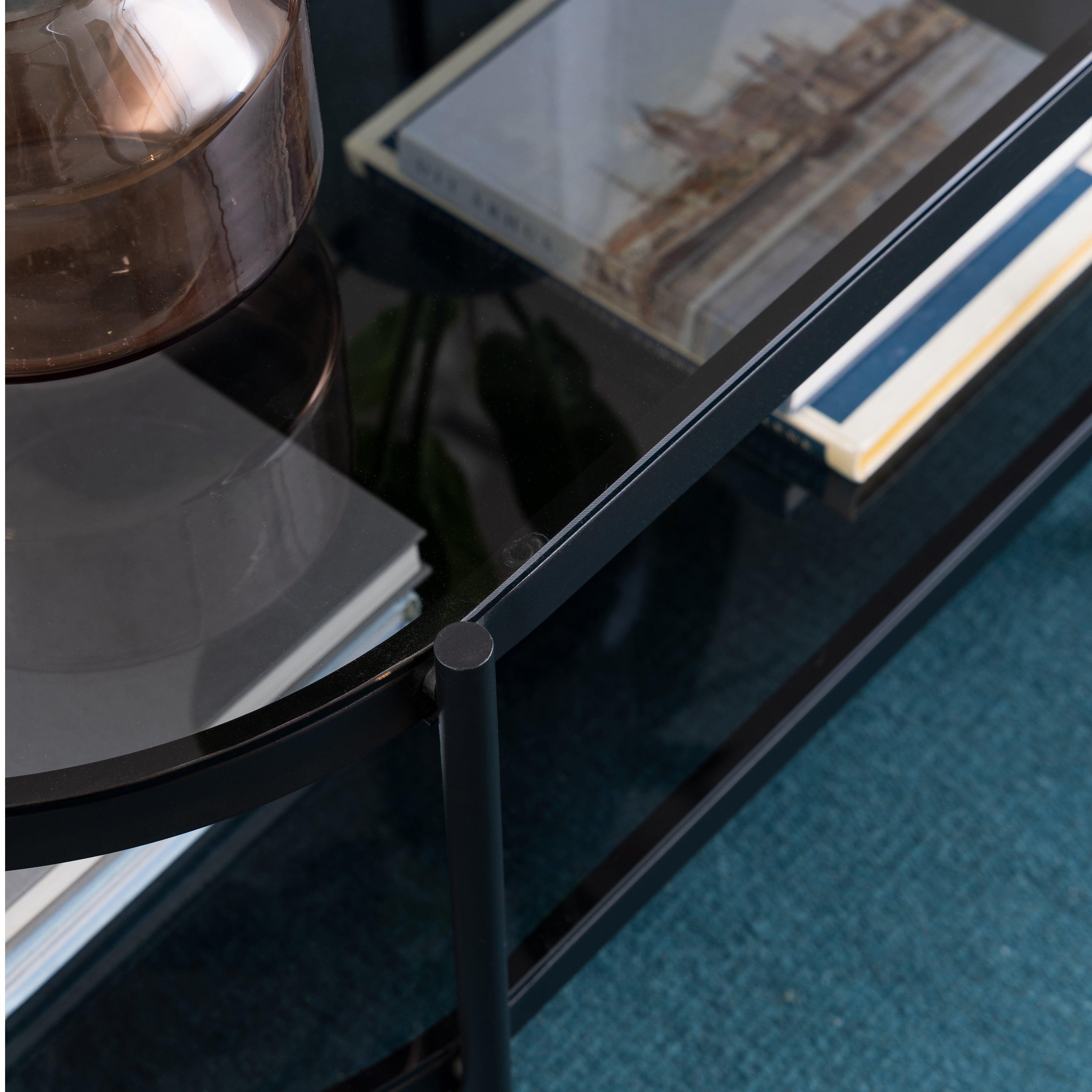 Bayonne Oval Coffee Table with Smoked Glass Top - image 6