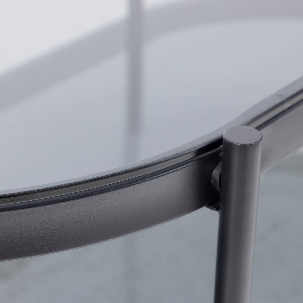 Bayonne Oval Coffee Table with Smoked Glass Top - image 8